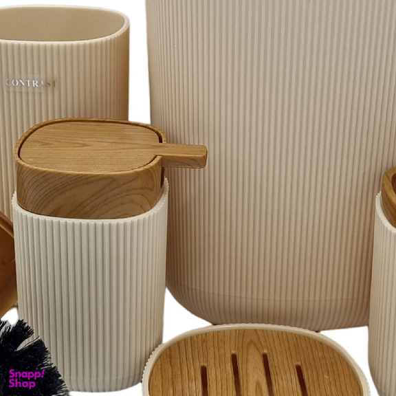 ست سرویس بهداشتی پنج پارچه کنتراست مدل روما 7900 طرح چوب
