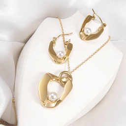 نیم ست زیور زنانه ژوپینگ کد 1171942754 رنگ طلایی