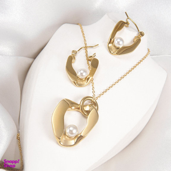 نیم ست زیور زنانه ژوپینگ کد 1171942754 رنگ طلایی