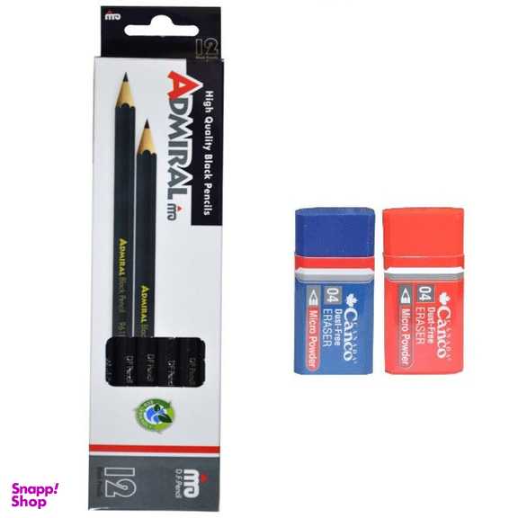 مداد ادمیرال بسته 12 عددی به همراه 2 عدد پاک کن کنکو