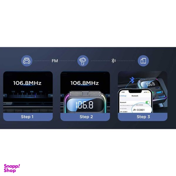 پخش کننده اف ام و شارژر فندکی خودرو جوی روم مدل JR-CCB01 48W