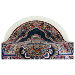 فرش ماشینی مدل بیضی طرح ناردون زمینه سرمه ای