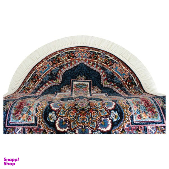 فرش ماشینی مدل بیضی طرح ناردون زمینه سرمه ای