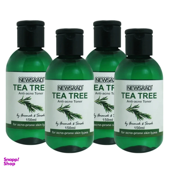 تونر پاک کننده صورت نیوساد مدل Tee Tree مناسب پوست آکنه ای حجم 150 میلی لیتر بسته 4 عددی