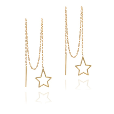 گوشواره طلا 18 عیار زنانه داریم طرح ستاره کشیده مدل بخیه