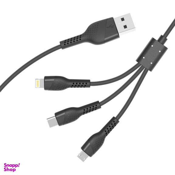 کابل تبدیل USB به microUSB  / لایتنینگ  / USB-C کاجیتل مدل 3in1 طول 1.2 متر