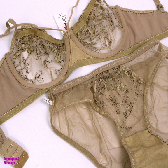 ست شورت و سوتین زنانه کارنا رز مدل گیپور کد 3374 رنگ قهوه ای روشن