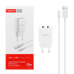 شارژر دیواری 12 وات فست ترانیو مدل V16 به همراه کابل MicroUSB