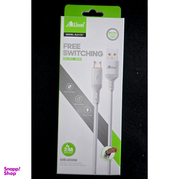 کابل شارژ USB به MicroUSB آلیسون مدل ALS-c87 طول 1 متر