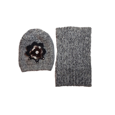 ست کلاه و شال گردن بافتنی دخترانه کد 784 sh