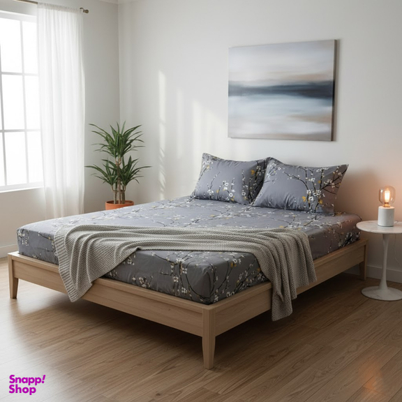 سرویس ملحفه کوکو جم مدل کشدار طرح شکوفه کد ni06051 180 دو نفره 3 تکه