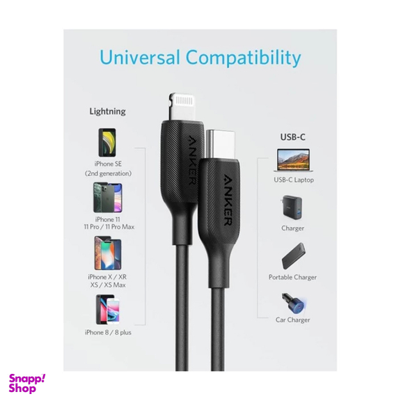 کابل شارژ USB-C به لایتنینگ انکر مدل A8833 طول 1.8 متر