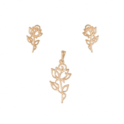 نیم ست طلا 18 عیار زنانه طلاجات مدل ست گل رز کد 1013