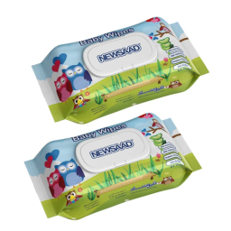 دستمال مرطوب کودک نیوساد مدل Happu Owl مجموعه دو بسته 64 عددی