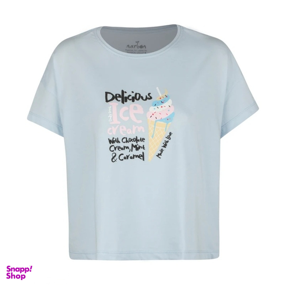 ست تیشرت و شلوارک زنانه رنگ آبی روشن مدل GD-17360256