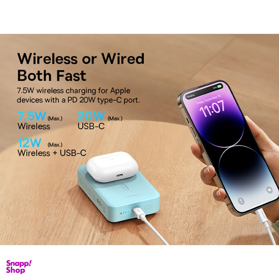 پاوربانک مغناطیسی 20 وات بیسوس مدل PPCXM20 ظرفیت 20000 میلی آمپر ساعت