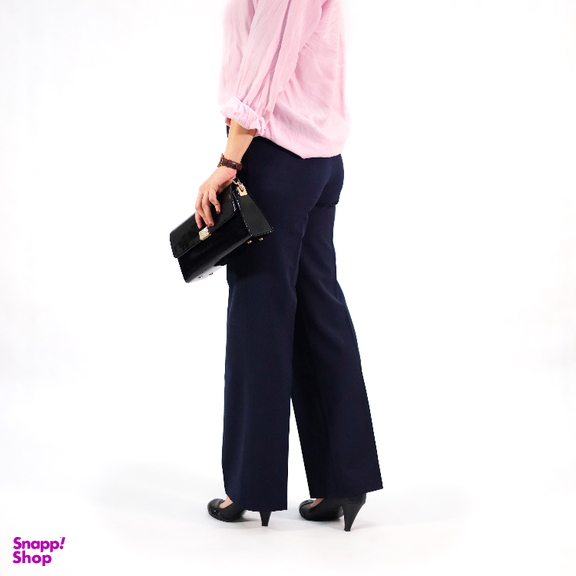 شلوار کرپ زنانه مدل نیم بگ کد 3814 رنگ سرمه ای