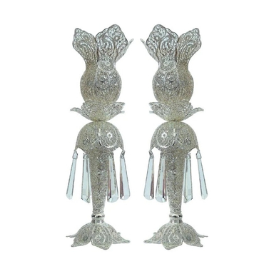 شمعدان ملیله کاری مدل لاله کد M-L02 مجموعه 2 عددی