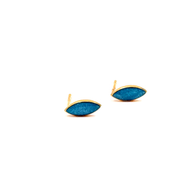 گوشواره میخی طلا 18 عیار زنانه مدل میناکاری فیروزه ای کد 145001