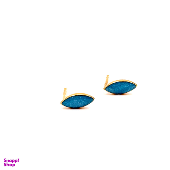 گوشواره میخی طلا 18 عیار زنانه مدل میناکاری فیروزه ای کد 145001