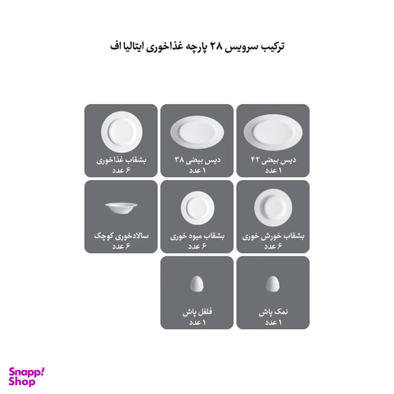 سرویس چینی زرین ۲۸ پارچه طرح هدیه طلایی