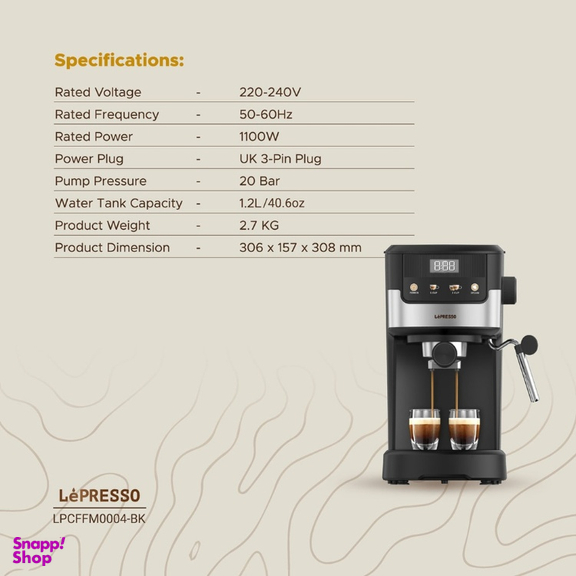 اسپرسو ساز Lepresso مدل Supreema کد LPCFFM0004
