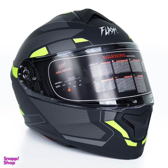 کلاه کاسکت فک متحرک فلش مدل 935sv black/neon yellow