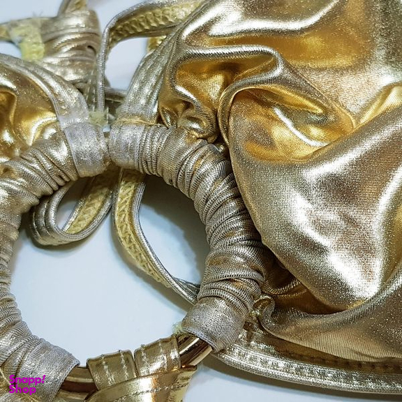 مایو زنانه رونیا مدل سگگ دار بندی پد متحرک کد 4926-981 رنگ طلایی