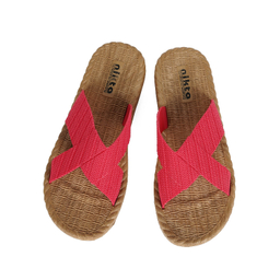 دمپایی زنانه نیکتا مدل حصیری رنگ قرمز