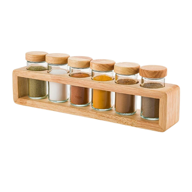 جای ادویه چوبی لیمون کد 2306 بسته 6 عددی به همراه استند