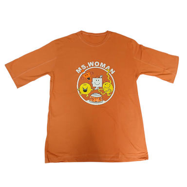 تیشرت زنانه طرح MS.WOMAN کد 555 رنگ نارنجی