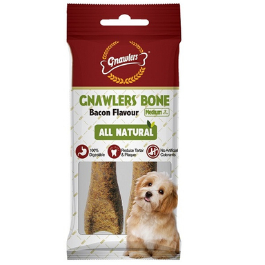 تشویقی سگ گناولز مدل CNAWLERS BONE-BACON وزن 90 گرم بسته 2 عددی