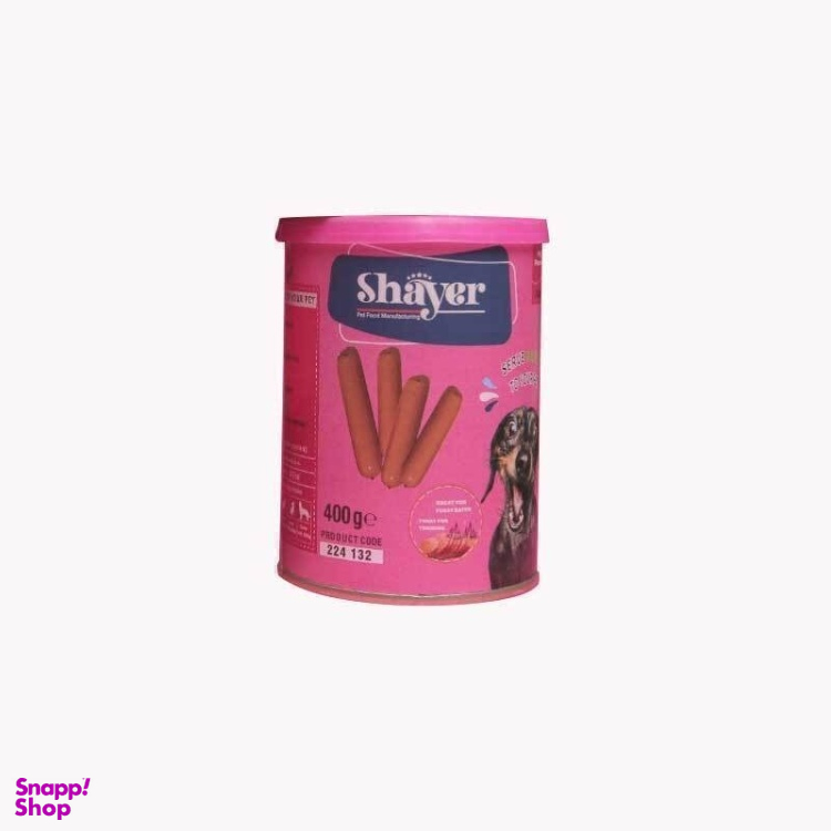 کنسرو سوسیس سگ شایر طعم دودی در سس وزن 400 گرم