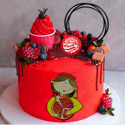 تاپر تزیین کیک به گز مدل یلدا با آقامون