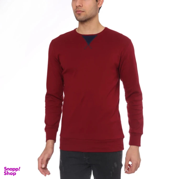 تیشرت راحتی آستین بلند مردانه مدل GD-s-17675361 رنگ زرشکی