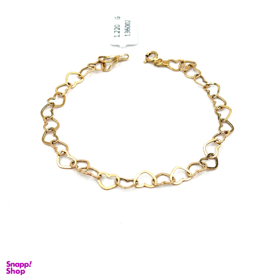 دستبند طلا 18 عیار زنانه طرح قلبی کد 136002