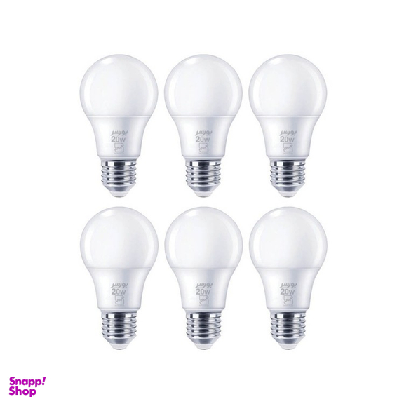 لامپ LED حبابی 20 وات بورسر مدل A80 پایه E27 بسته 6 عددی