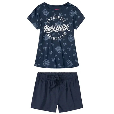 ست تیشرت و شلوارک دخترانه پیپرتس کد 142 رنگ سرمه‌ ای