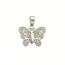 پلاک گردنبند نقره زنانه طرح پروانه کد 410877 PLK