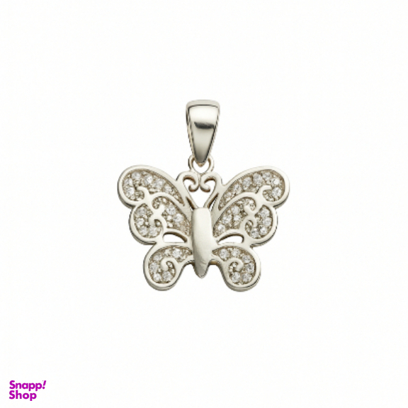 پلاک گردنبند نقره زنانه طرح پروانه کد 410877 PLK