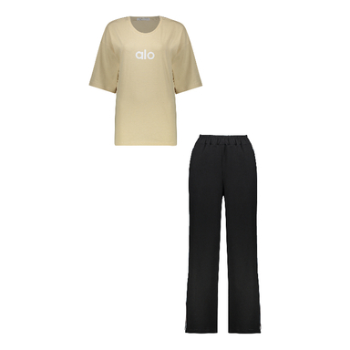 ست تیشرت و شلوار زنانه لوینت مدل alo کد 6404 رنگ کرم روشن