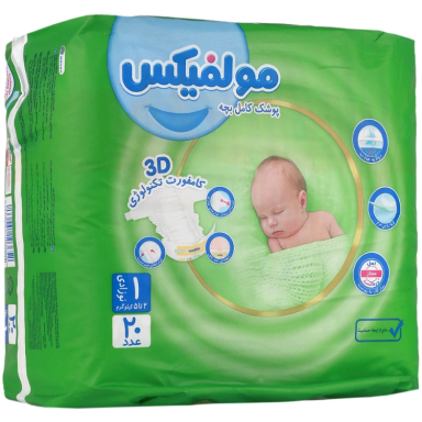 پوشک مولفیکس مدل کامفورت 6 سایز 1 بسته 20 عددی
