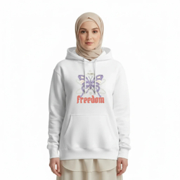 هودی زنانه طرح پروانه آزاد کد 9753 رنگ سفید
