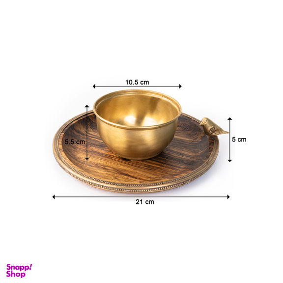 پیاله و پیش دستی گلد کیش مدل گلدن برد کد GK829504 بسته 2 عددی