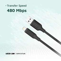 کابل شارژ USB به Lightning گرین لاین مدل 2.4A PVC طول 1 متر