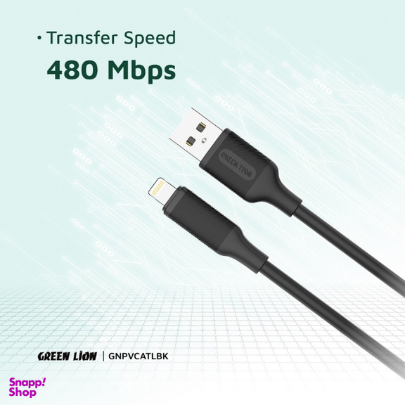 کابل شارژ USB به Lightning گرین لاین مدل 2.4A PVC طول 1 متر