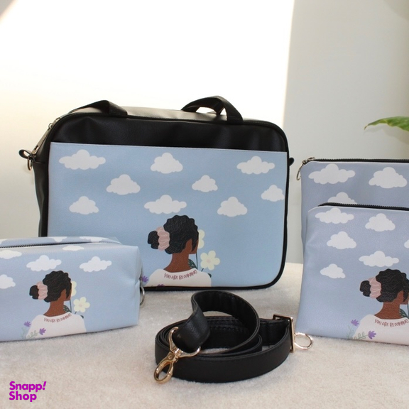 ست ساک ورزشی و کیف آرایشی مدل دختر ابری مجموعه 4 عددی