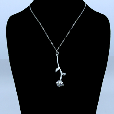 آویز نقره زنانه مدل گل رز کد 323