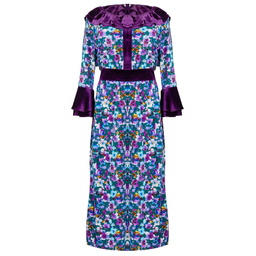 پیراهن زنانه مدل 100050603 طرح گل رنگ بنفش