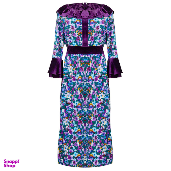 پیراهن زنانه مدل 100050603 طرح گل رنگ بنفش